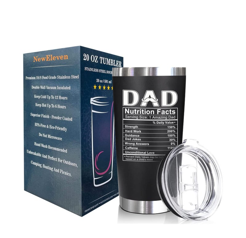 NewEleven Fathers Day Gift For Dad - Birthday Gifts For Dad From Daughter  Son  Kids - Husband Gifts - Birthday Present Ideas For Father  Husband  New Dad  Bonus Dad From Daughter  Son - 20 Oz Tumbler - Image 2